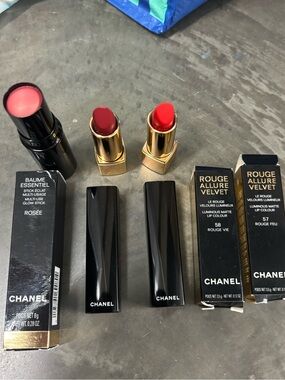 CHANEL Lipstick Set — Rose, Deep Red, Bright Red